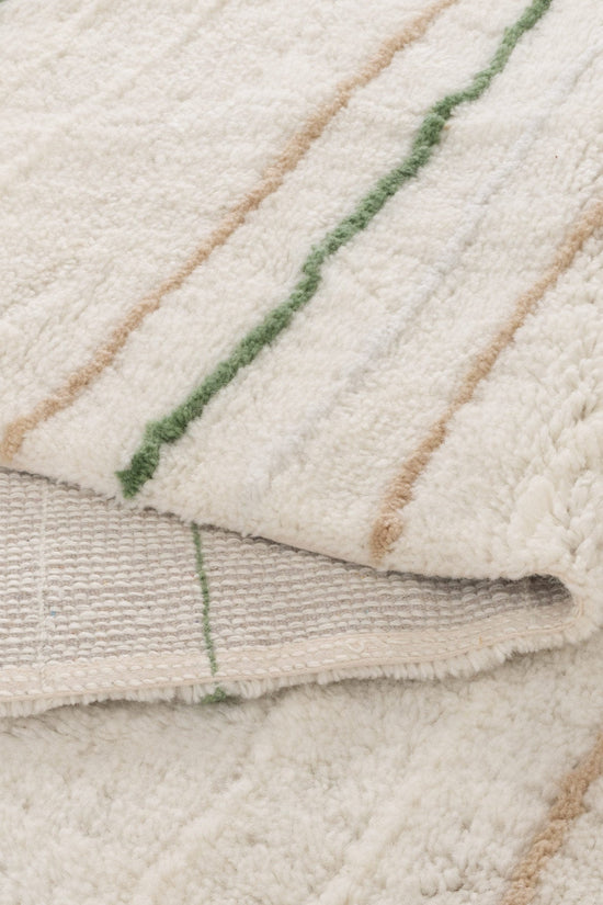 Highlands Olive Stripe Washable Wool Rug
