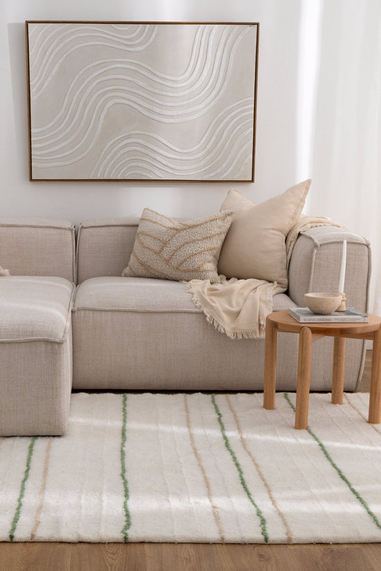 Highlands Olive Stripe Washable Wool Rug