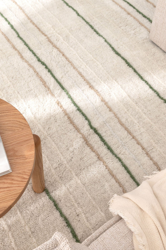 Highlands Olive Stripe Washable Wool Rug