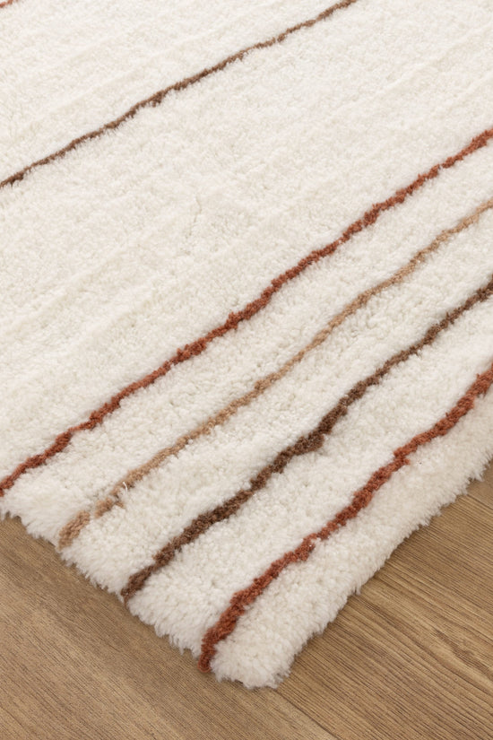 Highlands Terracotta Stripe Washable Wool Rug