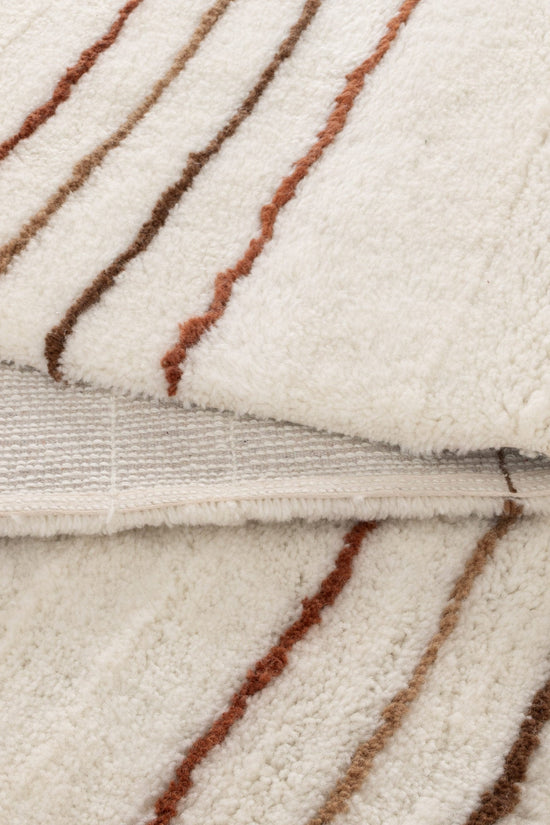 Highlands Terracotta Stripe Washable Wool Rug