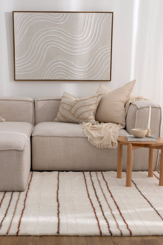 Highlands Terracotta Stripe Washable Wool Rug