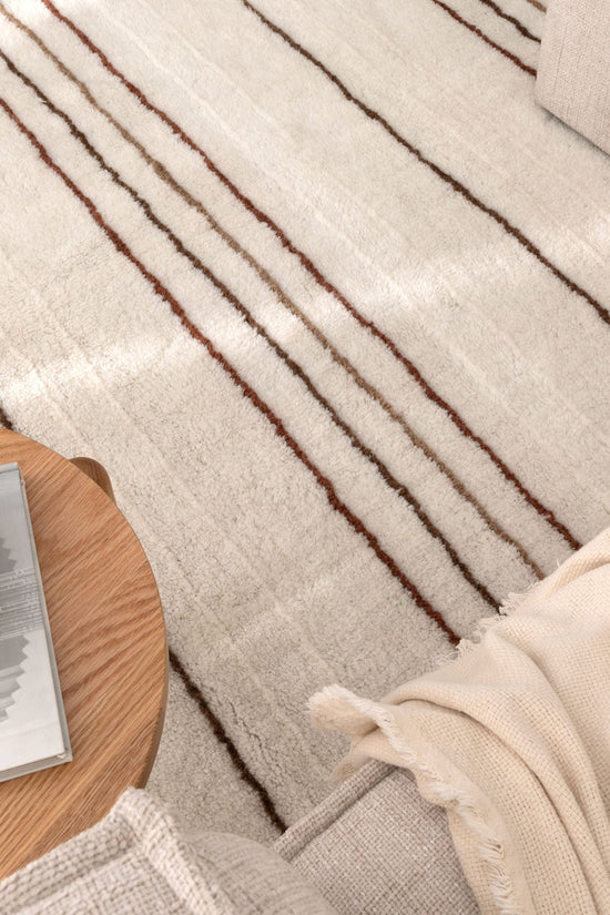 Highlands Terracotta Stripe Washable Wool Rug