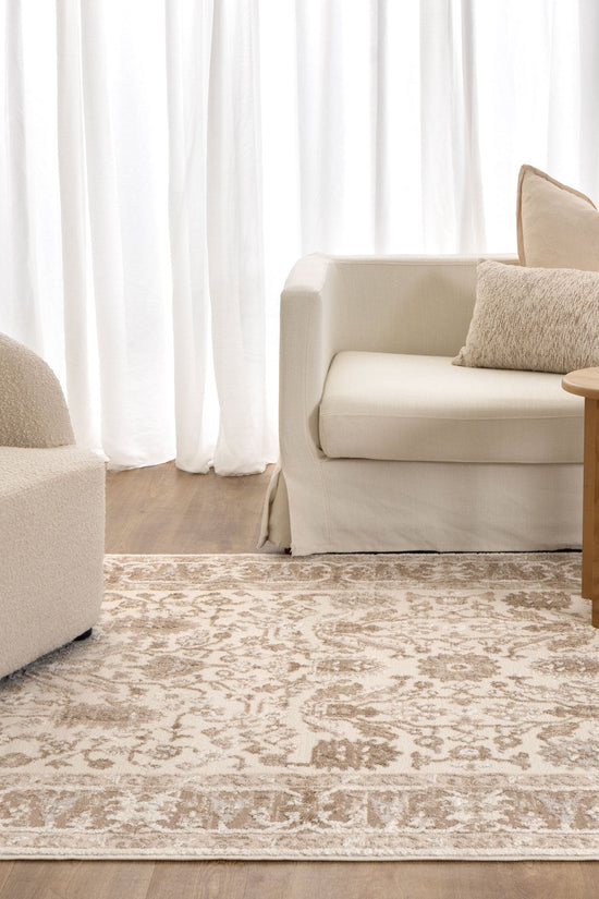 Sierra Oriental Border Beige Rug