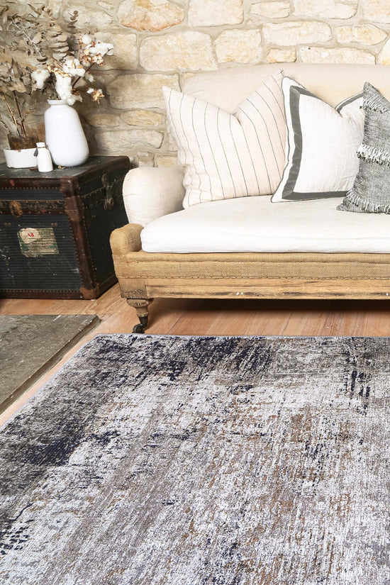 Abstract Echo Blue Grey Washable Rug - VITAL 1693-02