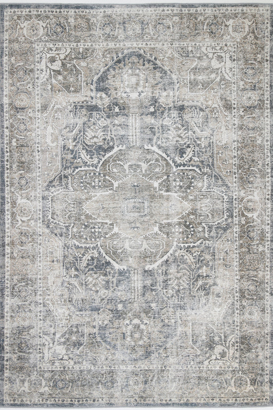 Distressed Vintage Kendra Ash Washable Rug - VITAL 3206-04