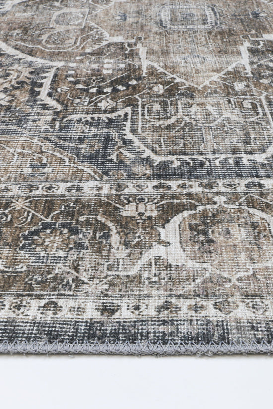 Distressed Vintage Kendra Ash Washable Rug - VITAL 3206-04