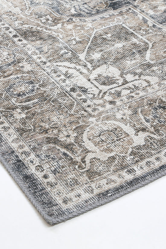 Distressed Vintage Kendra Ash Washable Rug - VITAL 3206-04