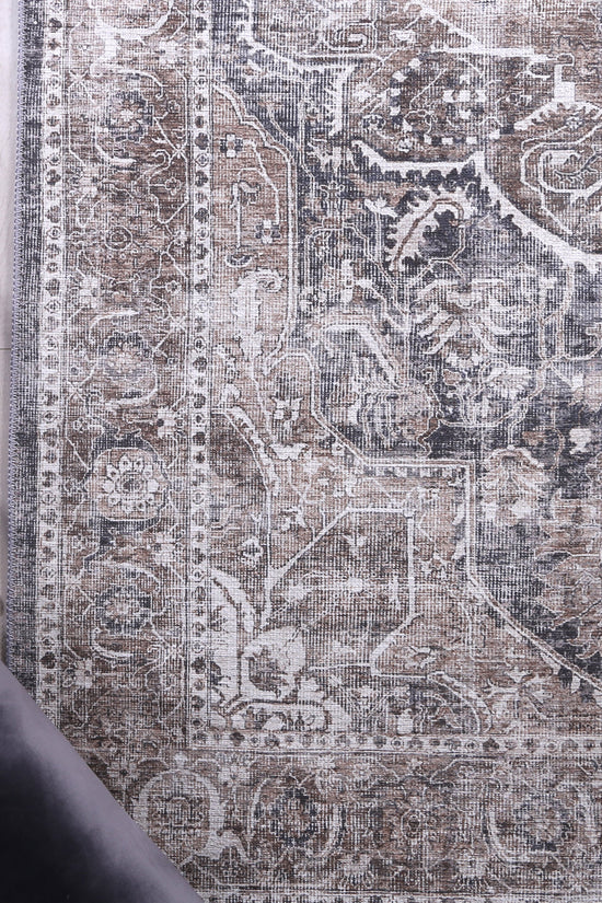 Distressed Vintage Kendra Ash Washable Rug - VITAL 3206-04