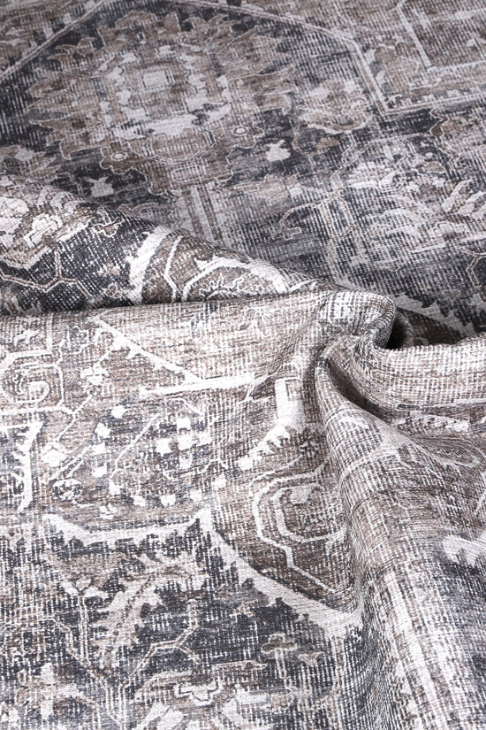 Distressed Vintage Kendra Ash Washable Rug - VITAL 3206-04