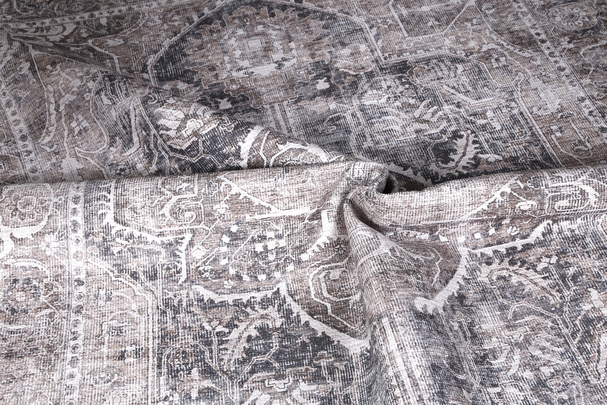 Distressed Vintage Kendra Ash Washable Rug - VITAL 3206-04