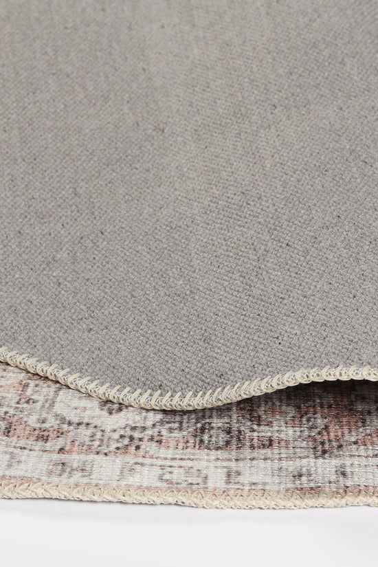 Distressed Vintage Cezanne Blush Washable Round Rug - VITAL 3082-11