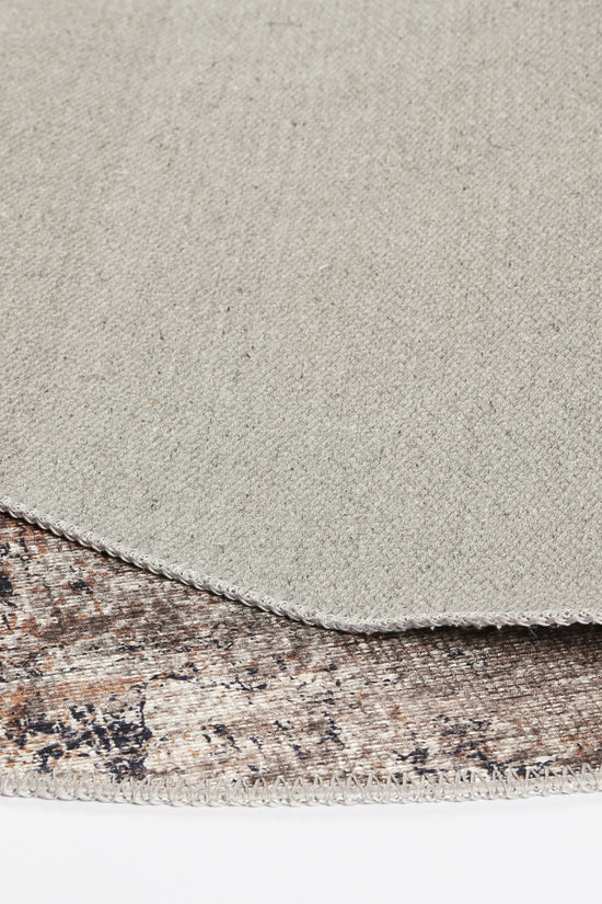 Abstract Echo Blue Grey Washable Round Rug - VITAL 1693-02