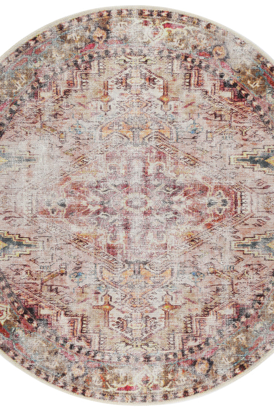 Distressed Vintage Derya Multi Round Rug - VITAL 2379-01