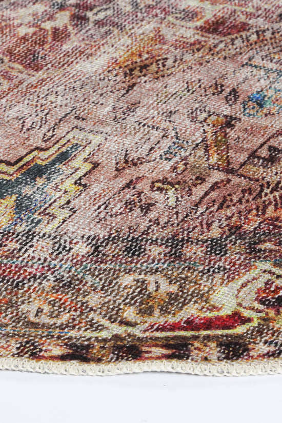 Distressed Vintage Derya Multi Round Rug - VITAL 2379-01