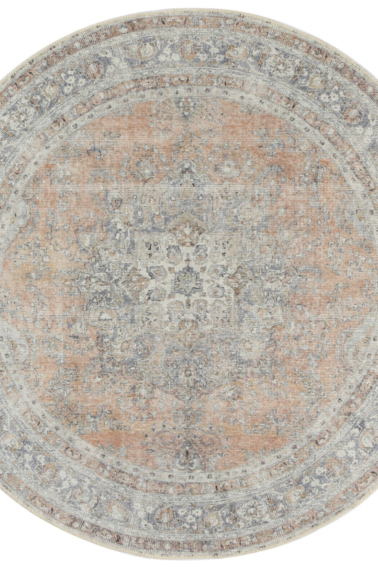 Distressed Vintage Oxus Desert Round Rug - VITAL 3249-07