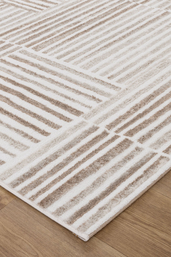 Wellington Geometric Lines Brown Rug - W001