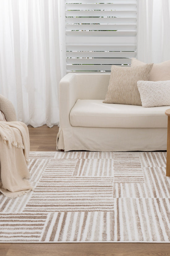 Wellington Geometric Lines Brown Rug - W001