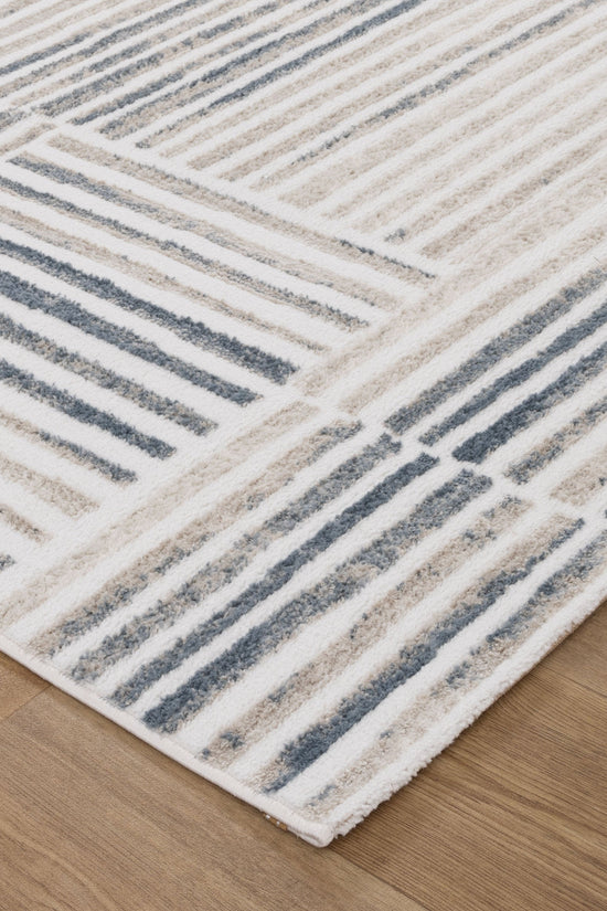 Wellington Geometric Lines Blue Rug - W002