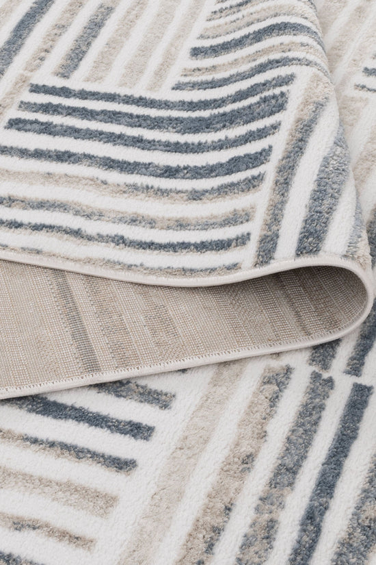Wellington Geometric Lines Blue Rug - W002