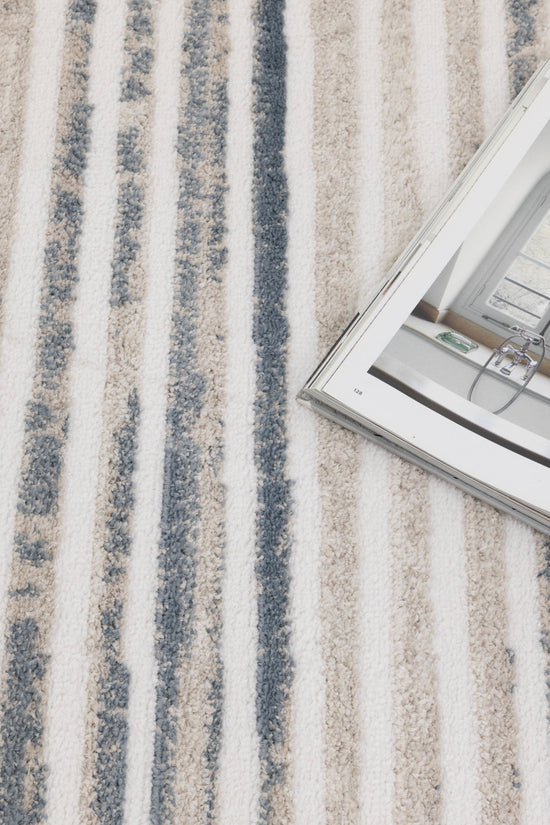 Wellington Geometric Lines Blue Rug - W002