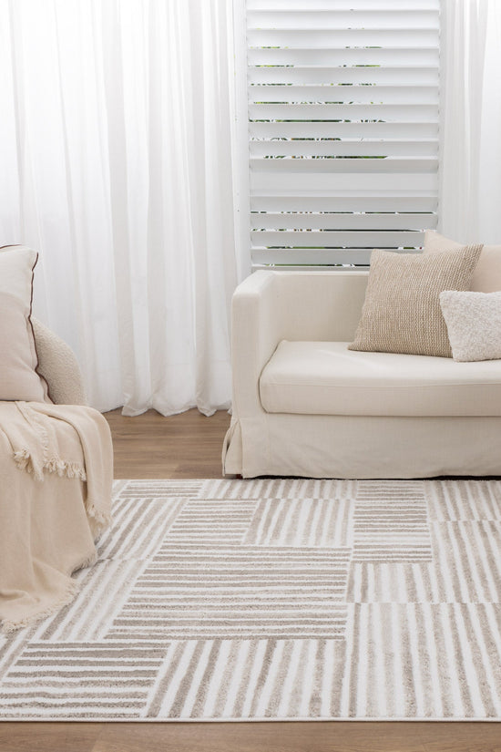Wellington Geometric Lines Beige Rug - W003