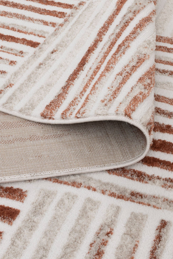 Wellington Geometric Lines Rust Rug - W004
