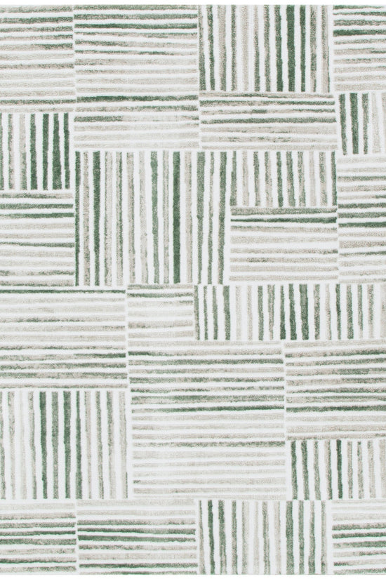 Wellington Geometric Lines Green Rug - W005