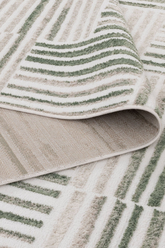 Wellington Geometric Lines Green Rug - W005