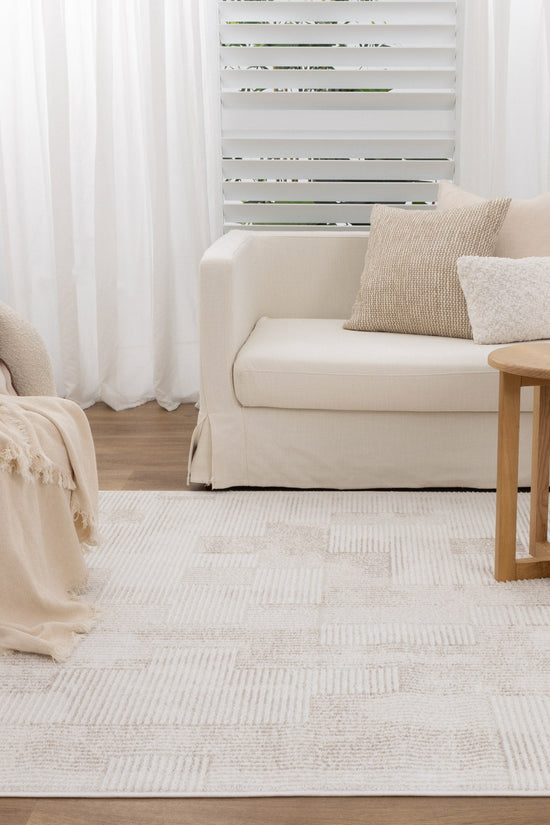 Wellington Distressed Shapes Beige Rug - W006