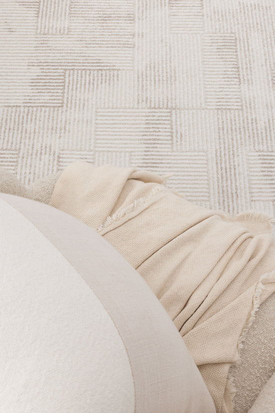 Wellington Distressed Shapes Beige Rug - W006