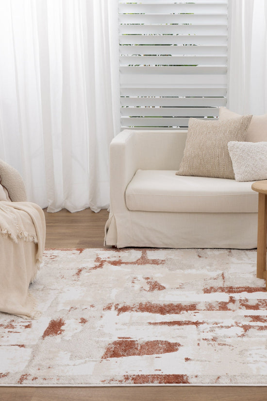 Wellington Abstract Wash Rust Rug - W010