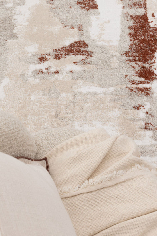 Wellington Abstract Wash Rust Rug - W010