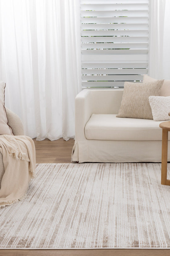 Wellington Distressed Lines Brown Rug - W011
