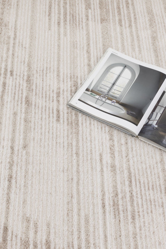 Wellington Distressed Lines Brown Rug - W011